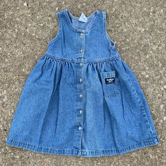 Vintage OshKosh B’Gosh blue jean dress overalls Size 6 - Picture 1 of 6